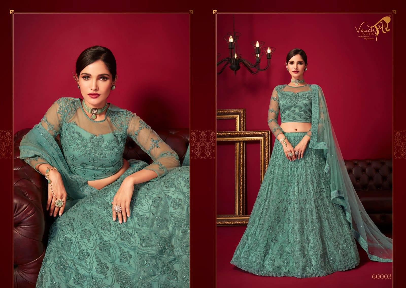 Saniya vol-2 by vouche 60002 To 60004 Series Festive Wear Collection Beautiful Stylish Colorful Fancy Party Wear & Occasional Wear Chinnon/Georgette Lehengas At Wholesale Price